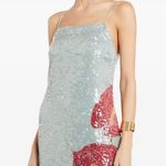 Farm Rio $450 NWOT  Blue Sequins Anthurium Flowers Slip Maxi Dress Size S Photo 3