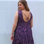 Ecote Raw Seam Purple Paisley Dress Photo 3