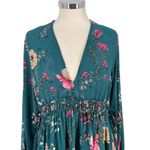 Free People  Cherry Blossom Teal Floral Mini Dress Long Sleeve Size XS Photo 3