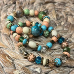 Multicolor Beaded Stretch Triple Bracelet Set Blue Photo 0
