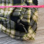 Free People  Women's Pacific Dawn Plaid Shirt black green tan sz L Photo 6