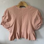 Umgee  Oversized Peplum Top Size Medium Pink Ruffles Cotton Blouse Short Sleeve Photo 2