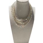 Vintage 3 Strand AB Aurora Borealis Crystal Faceted Beads Style Necklace 15.5” White Photo 5