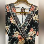 Trixxi Black and Pink Floral patterned short sleeve romper Photo 7