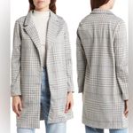 MELLODAY  Plaid Notch Lapel Open Front Trench Coat in Gray Plaid Small Photo 2