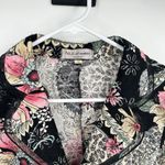 Niji of Waikiki Hawaiian Button Jacket M Art to Wear Floral Paisley Eyelets Black Size M Photo 5
