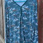 Little Sleepies Midnight Express V Neck Long Sleeve Pajama Top Womens XL Green Photo 0