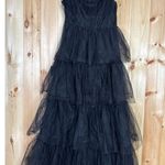 Lulus NWT  Tulle For Love Black Mesh Tulle Tiered Ruffled Maxi Dress Wedding Sz L Photo 3