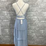 Simplee Apparel  Light Blue Polka Dot Tiered Maxi Dress Photo 2