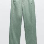 ZARA NWT  Z1975 STRAIGHT LEG SLIT JEANS SEA GREEN Photo 0