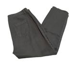 Joie  Cropped Pants Size 8 Army Green Linen Blend Fray Hem Studded Straight Leg Photo 9