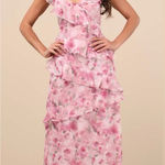 Lulus LULU’S Evangeline Pink Floral Ruffled Maxi Dress Photo 0