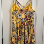 The General Good Yellow Floral Crisscross Spaghetti Strap Tank Dress Photo 5