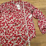 Equipment NWT  Nerine Floral Long-Sleeve Button-Down Top Sky Gray Satin Blouse Photo 5