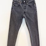 Levi's Levi’s Denim 501 High Rise Button Fly Raw Hem Cropped Jeans Faded Black Gray 26 Photo 0