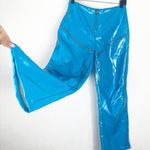 I am gia I.AM.GIA Isla Patent Leather Zip-Front Pant Size XS Blue Straight Leg Zipper Photo 10
