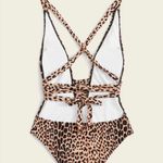 SheIn Swimsuit A piece with crossed leopard strips Sz M Photo 5
