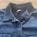 Old Navy Maternity Indigo Chambray Dress Long Sleeve Button Up Top Size Medium Photo 4