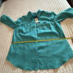 CHAPS  Button Up Collared Linen Shirt Blue Sz 2X DEFECT HOLE Photo 10