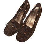 Passion Womens Suede Leather Beaded Wedge Heel Slip Photo 0