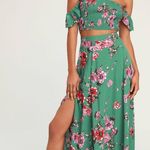 Lulus 2 Piece Green Floral Maxi Dress Photo 0
