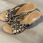 Born Crown By Leopard Print Criss Cross Cork Heeled Slip On Mules Size 8 Tan Photo 5