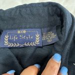 VTG Life Style Fruit‎ Embroidered Vest Sleeveless Button Up Black Linen Blend M Size M Photo 2