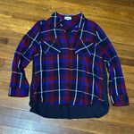 L'Agence  “Denise” Multicolor Plaid High Low Button Front Top, Large Photo 1