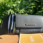 Michael Kors Black Saffiano Leather 2-in-1 Wallet Card Case Set NWT Photo 1