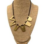 Madewell Black Cord Necklace Geometric Gold Tone Pendants Adjustable Geometric Photo 0