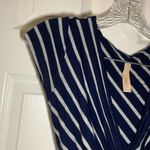 Gilli Navy/Grey Striped V Neck Short Sleeve Dress Small Photo 4
