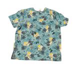 Disney TINKERBELL BLUE GREEN YELLOW PRINT SCRUB TOP SHORT SLEEVE WITH POCKETS L Photo 3