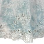 Anthropologie X-Small Top Tie-Dye Floral Embroidered Keyhole V-Neck Eyelet Lace Photo 2