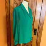 Vtg 80s green dressy blouse Size 14 Photo 9