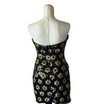 NWOT B. Darlin Floral Sequin Strapless Bodycon Mini Dress Black Gold Stretch Size L Photo 4