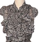 Miley Cyrus  Maxx Sheer Zebra Print Button Down Blouse Ruffled Front Cap … Photo 5