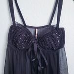 Victoria's Secret  Sexy Little Things Black Lace Rhinestone Babydoll Tank 34D Photo 3