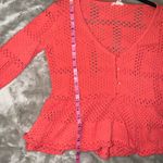 Pilcro  Womens Sweater Crochet Open Knit Pointelle Size XS Bell Sleeve Peplum Hem Photo 8