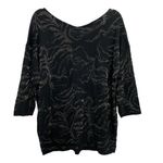 Chico's  Womens Double V-neck Pullover Black Gold ¾ Sleeve Sweater Size 2 NWT Photo 1