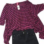 LF new Emma & Sam ᯾ Oversized Stripe Hi Lo Handkerchief Hem Tee ᯾ T Shirt Top XS Photo 10