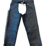 Vtg Harley Davidson Women’s Chaps Black Leather Biker Riding Gear Size Medium Photo 0