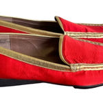 Bellini Aden Red and Gold Satin/Leather Women’s Loafer Size 8.5 Wide #772 Photo 0