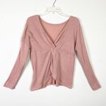 Derek Heart Pink Waffled Thermal Knotted Twist Back Sweater Photo 1