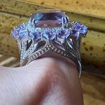 Natural Rose de France Amethyst Sterling Silver Cocktail Ring Size 9 Photo 1