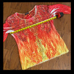 Notations Red, Orange & Yellow Floral design longsleeves blouse - Size Medium. Photo 7