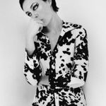 ZARA  SATIN EFFECT SHIRT BLACK WHITE ANIMAL PRINT SIZE S Photo 13