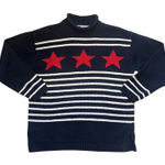 VTG Norton Studio Knit Sweater Womens S Stars Stripes Red Navy Blue Patriotic Photo 0