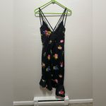 ASOS NWT  Black Floral Halter Midi Dress Ruffle Hem Party Cocktail Size Medium Photo 2