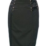 Cache  Black Self Belt Selpato Pencil Skirt New Grommet Lace up Lined $138 NWT Photo 0