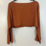 Free People  Cropped Thermal Waffle Lace Orange/Brown Long Sleeve Top Size XS Photo 8
